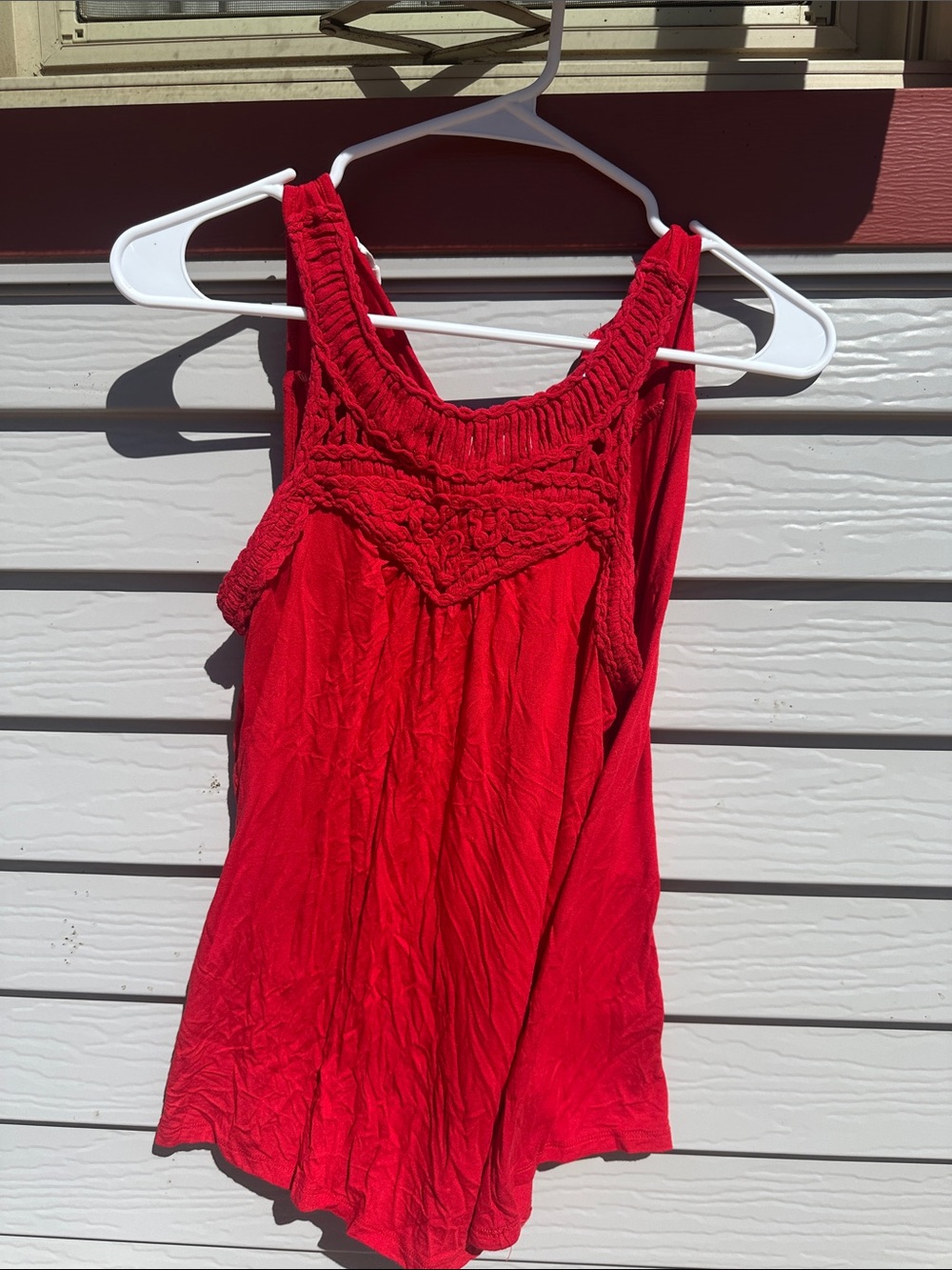 Maurices Red Crochet Yoke Tank